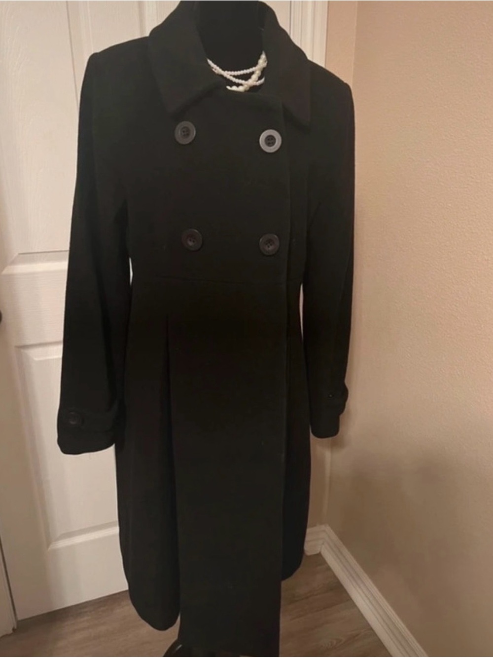 JoJo Maman Bebe Black Double-Breasted Trench Coat